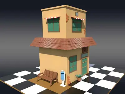 Cartoonish House Building Free low-poly 3D model