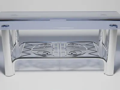Modern Glass and Chrome Coffee Table 3D Model 3D model