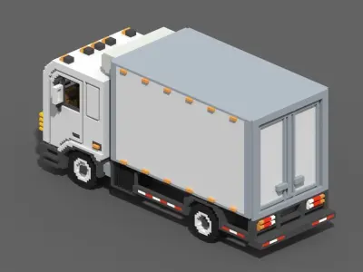 Voxel Refrigerator Truck Low-poly 3D model