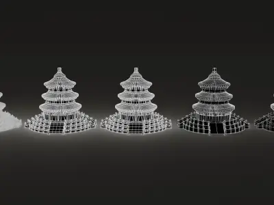 Interior Decoration Asian Temple 3D model