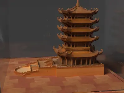 Chinese tower figure  Low-poly 3D model
