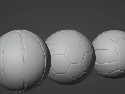 Ball Package - Basketball Football Volleyball Low-poly 3D model