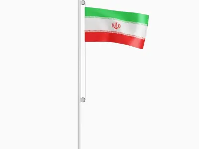 Flag of the Iran  Low-poly 3D model
