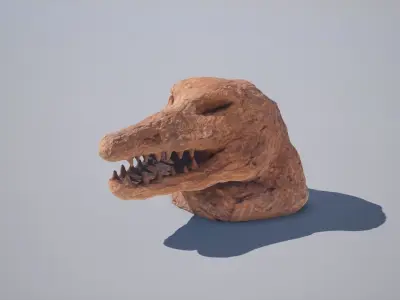 God Statue Sobek Head Low-poly 3D model