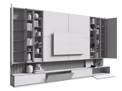 Modern Luxury TV Wall Unit 3D Model 3D model