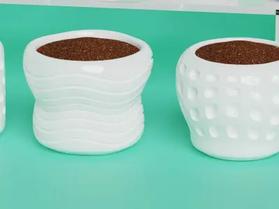 flower pot set 3D model