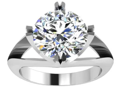 Round Diamond Solitaire Ring 4492 3D print model