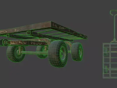 Hand rusty cart Low-poly 3D model