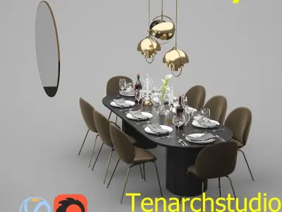 Tenarchstudio GUBI Dining Set Render Ready  3D model