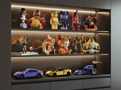 Toy Figures and Car Models Display Cabinet 006 3D model