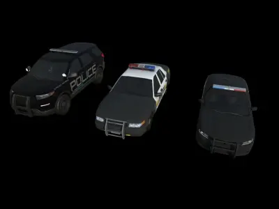 Police Cars Package Low-poly 3D model