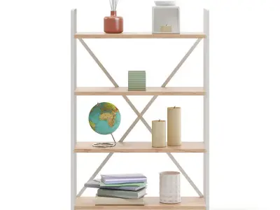 Bookshelf with Decorations 3D model