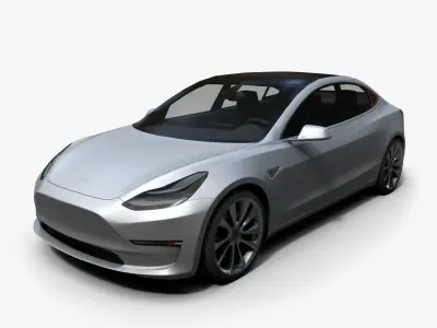 Tesla Model 3 Low Poly Low-poly 3D model