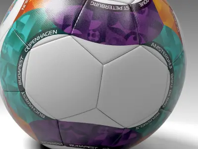 Ball Euro 2020 PBR Low-poly 3D model