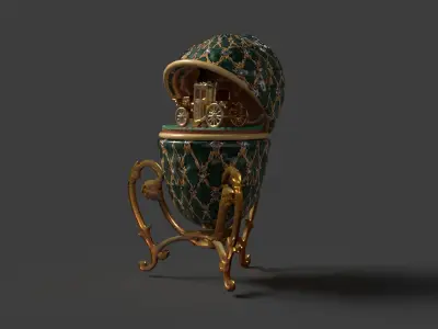 Faberge egg with carriage  Low-poly 3D model