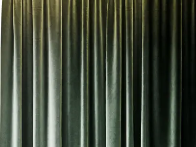 Set of soft green silk curtains with wrinkles  collections 08  Low-poly 3D model