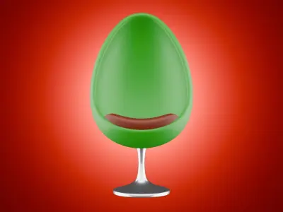 Egg Chair and Metalic Twisted Base Style 3D model