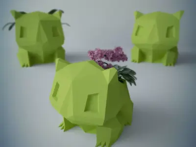 Flower pot bulbasaur Low-poly 3D model