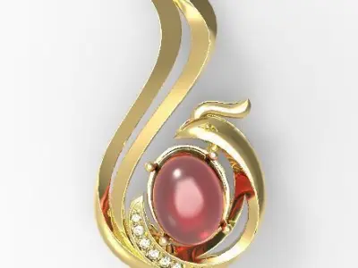 Phoenix with ruby pendant 3D print model