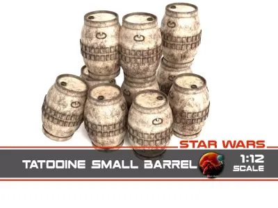 Tantooine Small Barrels  1-12 scale Free 3D print model