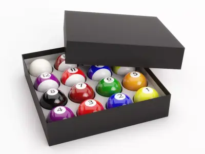Pool Balls In Paper Box 3D model