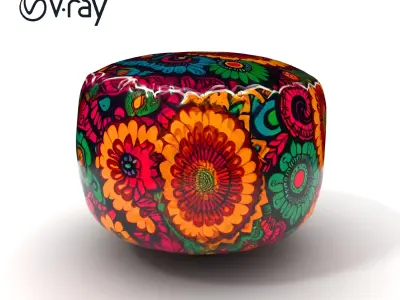 Colorful Patterned Pouf Model Pack Low-poly 3D model