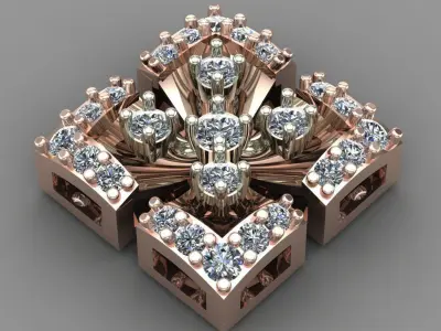 Rose Gold Diamond Women Earring 3D print Model 3D print model buy