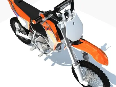 Orange KTM Motocross Bike 3D model