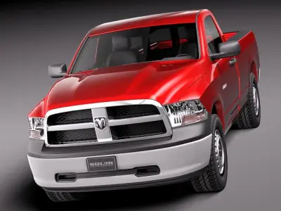 Dodge Ram 2011 Regular Cab Mid Poly 3D Model 3D model