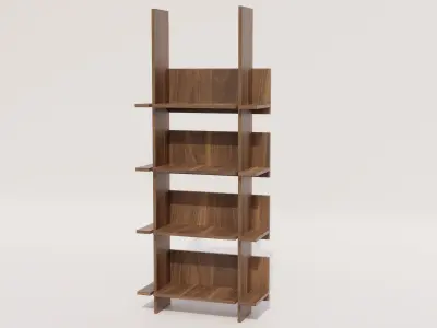 Scandinavian Shelving Walnut Low-poly 3D model