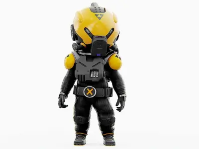 TOON ASTRONAUT F-D  Rigged for Unreal Engine - Unity - MIXAMO 3D model