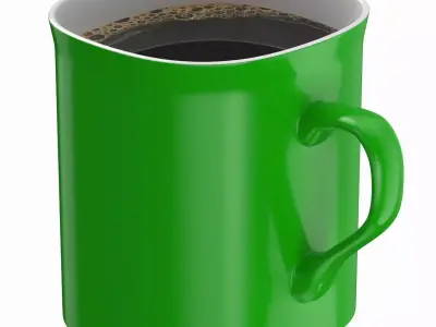 Coffee Mug Green With Coffee 3D model