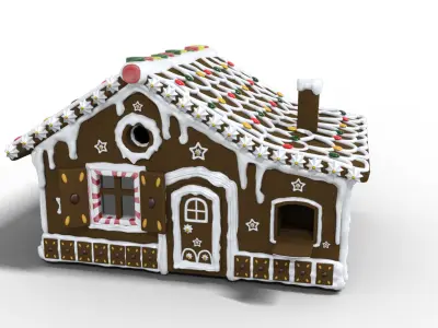 Gingerbread House Christmas Scene Low-poly 3D model