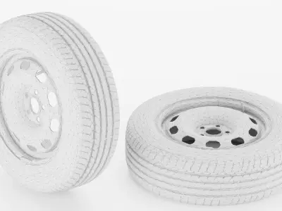 Rusty Wheel for ordinary Vehicles Low-poly 3D model