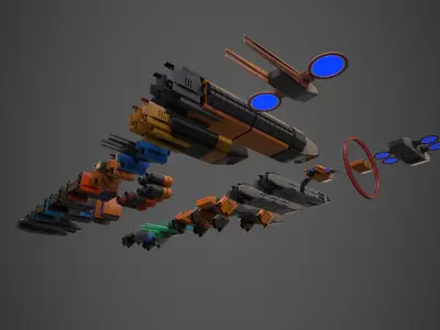 SciFi Hover Car Collection Low-poly 3D model