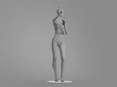Woman swim Belted Underwire One-piece 3D model