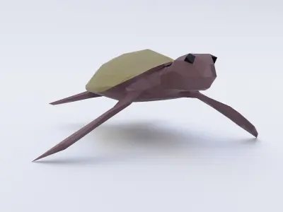 Turtle 3d model origami Low-poly 3D model