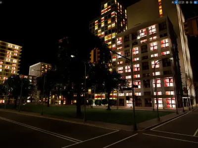 City Downtown Skyscraper Street - Night - Unreal - Lot 03 Low-poly 3D model