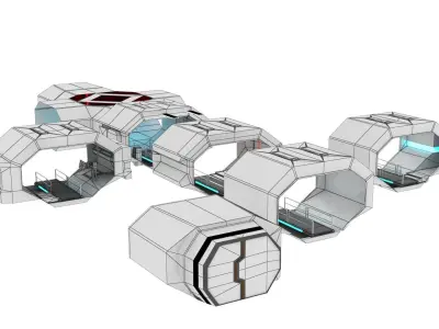 Spaceship Corridor - Modular  Serie A  - Game ready - Production Low-poly 3D model