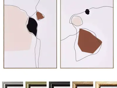 Plaster Two Photo Frame 501 Low-poly 3D model