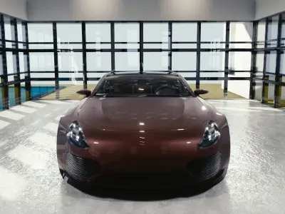 BLENDER EEVEE Brandless Sports GT shooting brake Low-poly 3D model