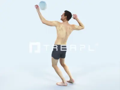 Virtue 04D Beach Serving Sports Man Low-poly 3D model
