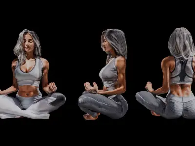 Meditating Female Yoga Pose 3D model