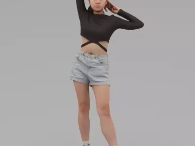 A Young Woman Holding Her Hands At the Back Of Head 3D model