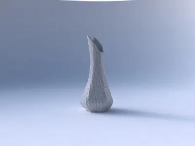 Vase top bent hexagon 2 with twisted diagonal grid plates 3D print model