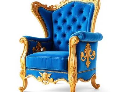 Royal Blue Armchair D Model Pack Low-poly 3D model