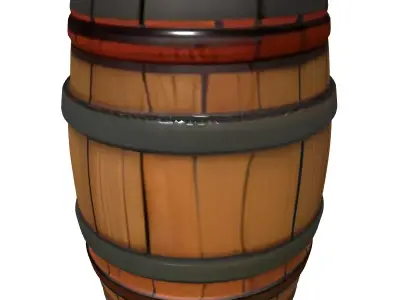 Rustic Wooden Storage Barrel Low-poly 3D model