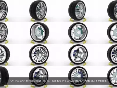 ORTAS CAR WHEEL RIM 136-137-138-139-140 GAME READY WHEEL 3D Model Pack