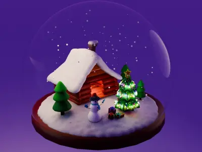Animated Christmas Snow Globe Free 3D model