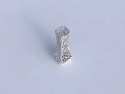 Vase larger opening rectangle with twisted dense organic lattice 3D print model
